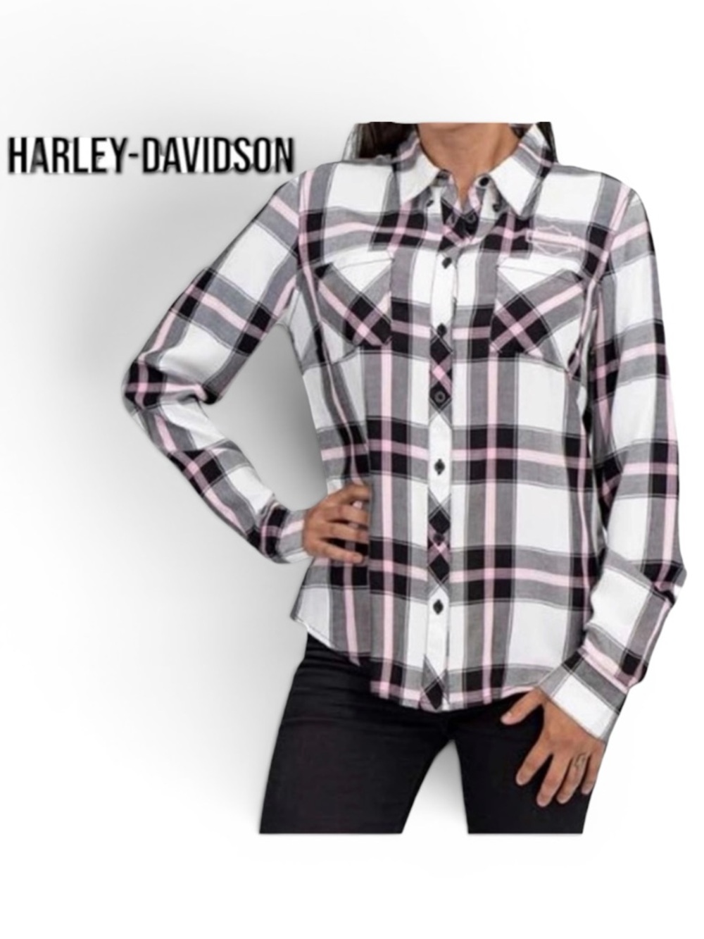Harley-Davidson Women's Script Font Plaid Shirt
